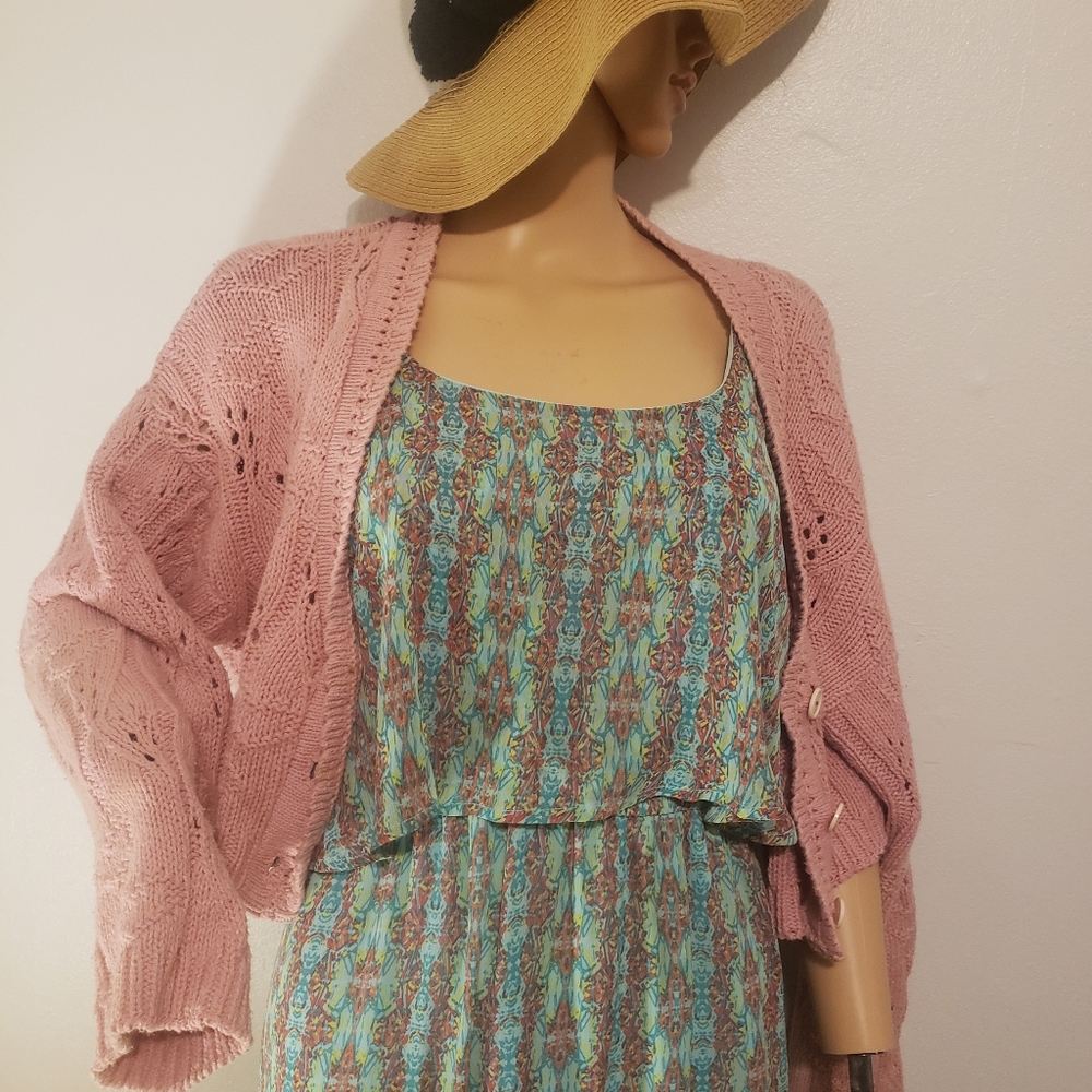 1990's Vintage Knit Kraze by Knit Maven Pink Top  Women sweater size M